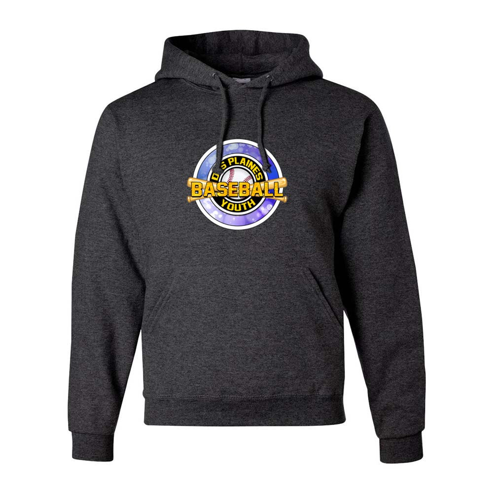 DES PLAINES BASEBALL BLUE HOODIE ~ DES PLAINES BASEBALL ~ jerzees nublend hoodie ~ youth & adult classic fit