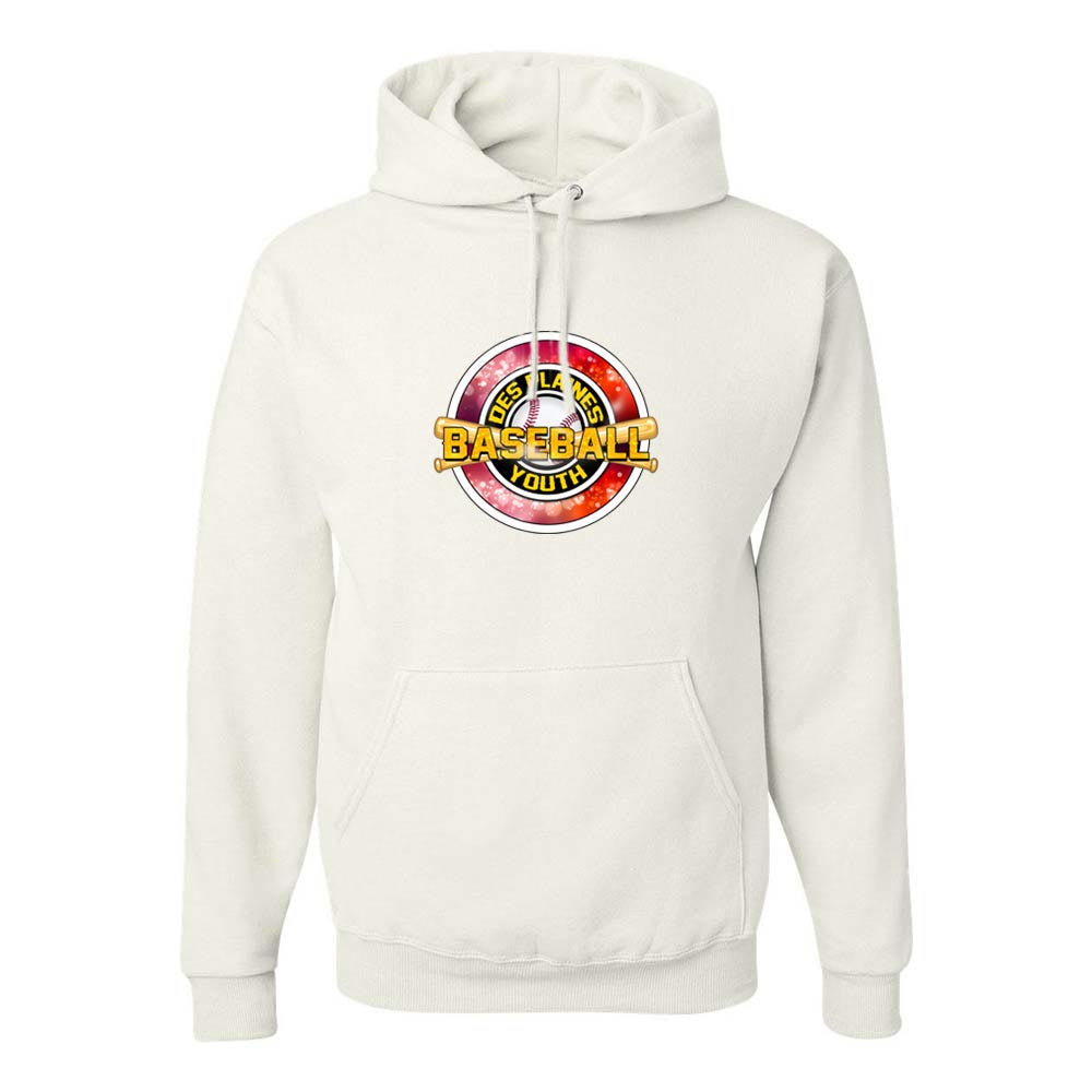 DES PLAINES BASEBALL RED HOODIE ~ DES PLAINES BASEBALL ~ jerzees nublend hoodie ~ youth & adult classic fit