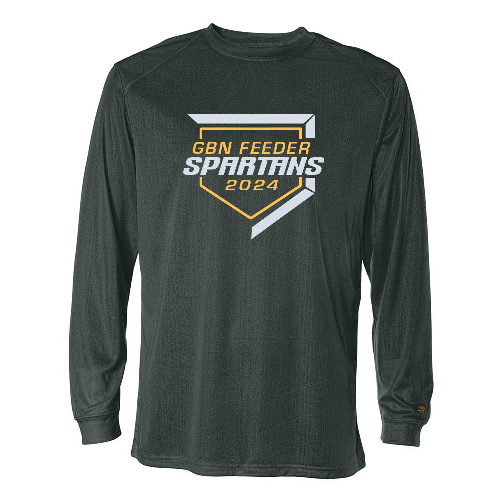 2024 SPARTANS PERFORMANCE LONG SLEEVE TEE ~ SPARTANS BASEBALL ~ youth and adult ~ classic fit