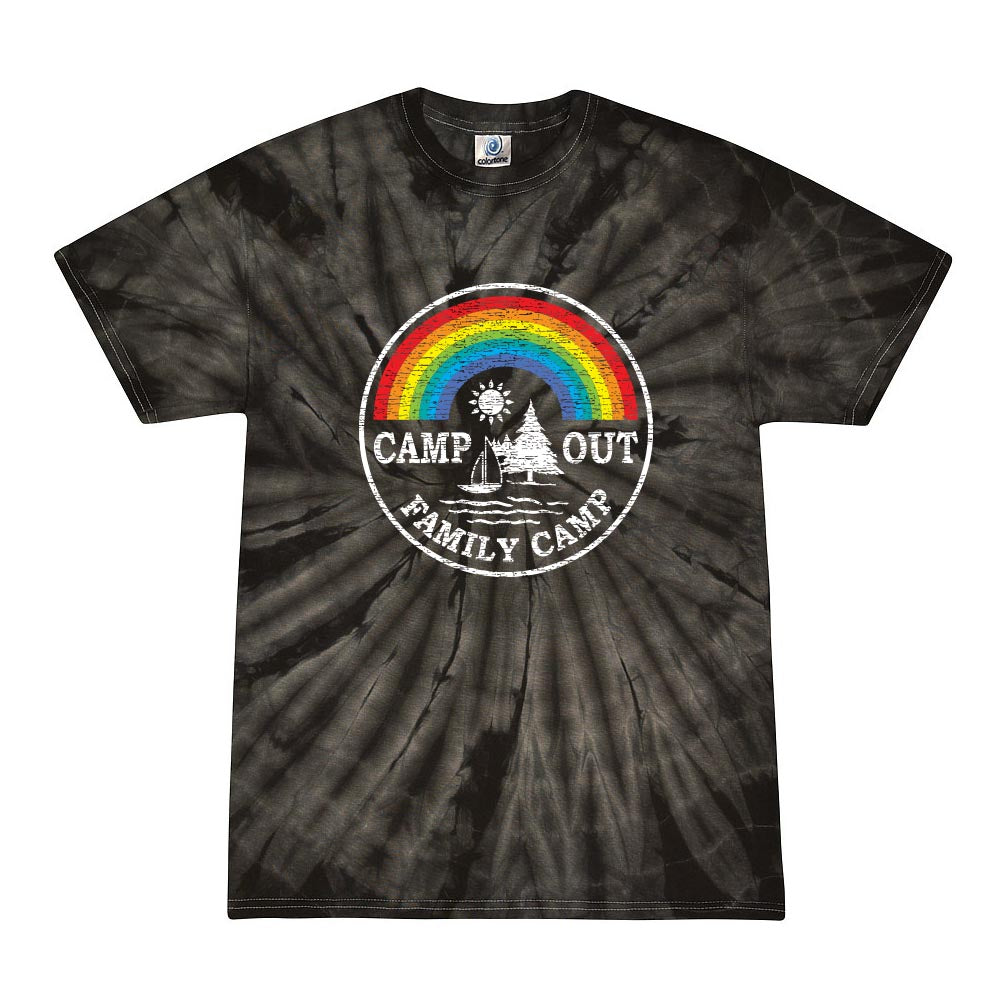 Distressed Logo ~ Tie Dye T-Shirt ~ CampOut Family Camp