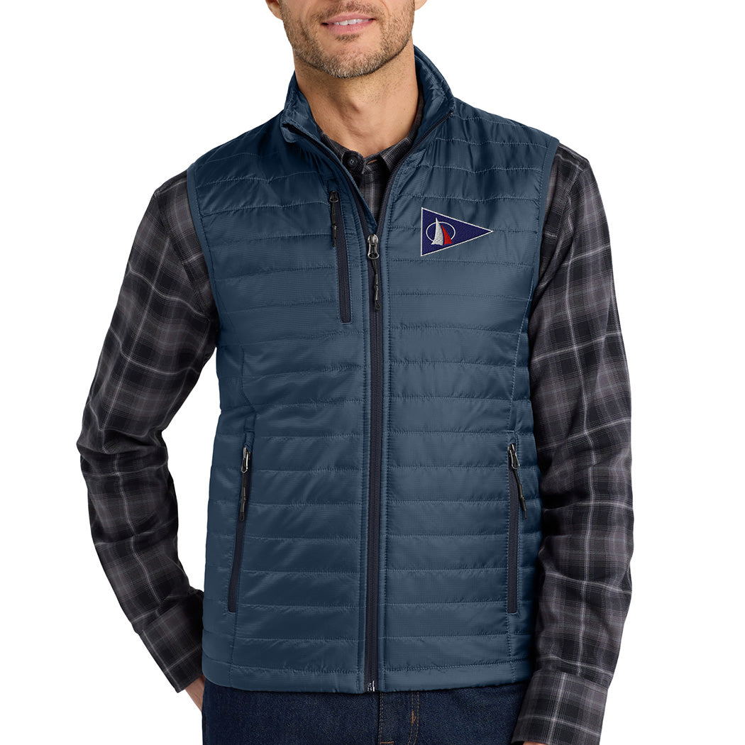Embroidered Packable Puffy Vest (Pre-Order Only) ~ Sheridan Shore Sailing-Regatta Blue / River Blue Navy