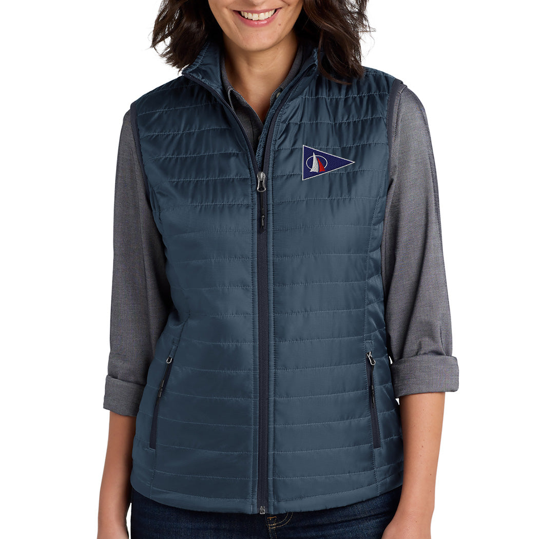 Embroidered Packable Puffy Vest (Pre-Order Only) ~ Sheridan Shore Sailing-Regatta Blue / River Blue Navy