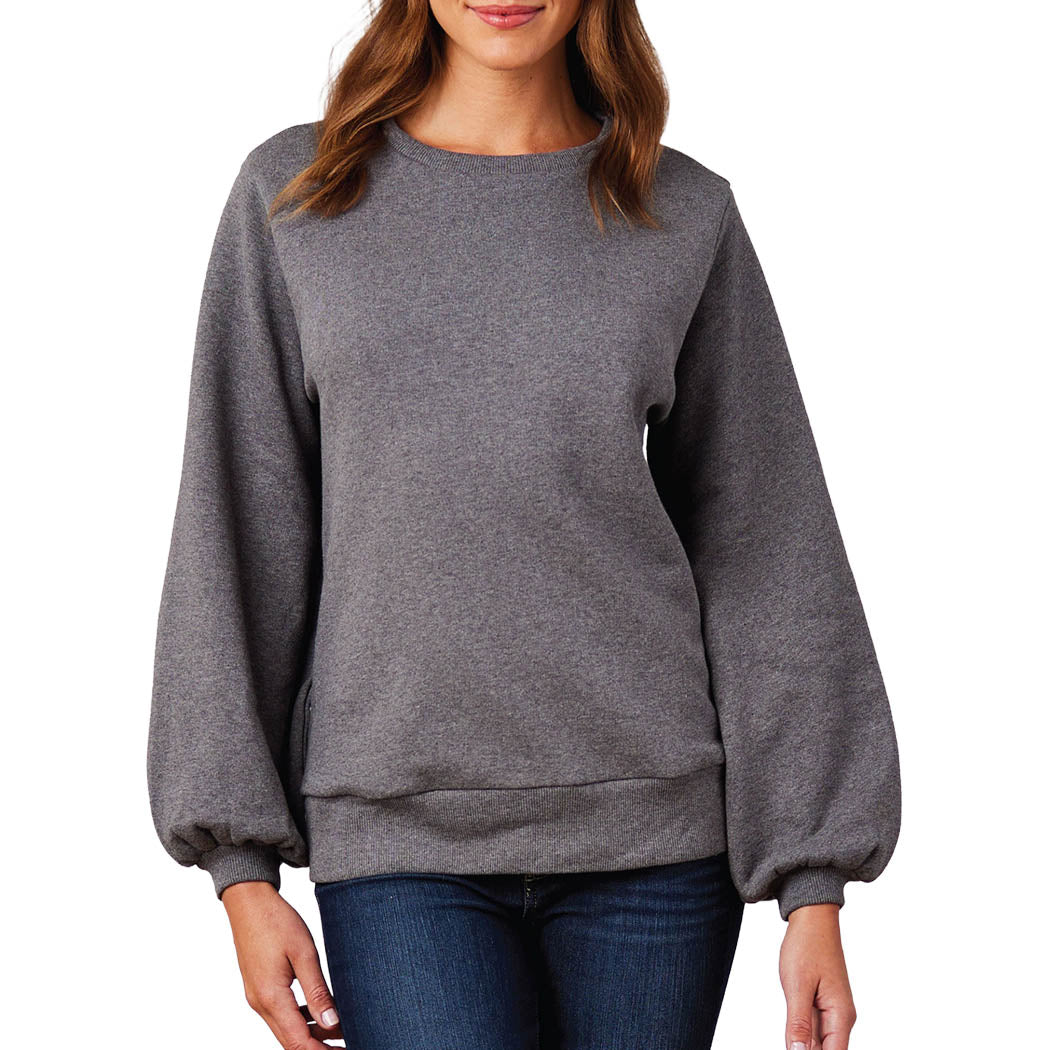 Custom ~ Ladies Balloon Sleeve Sweatshirt ~ Shabonee Elementary School Staff-dark heather