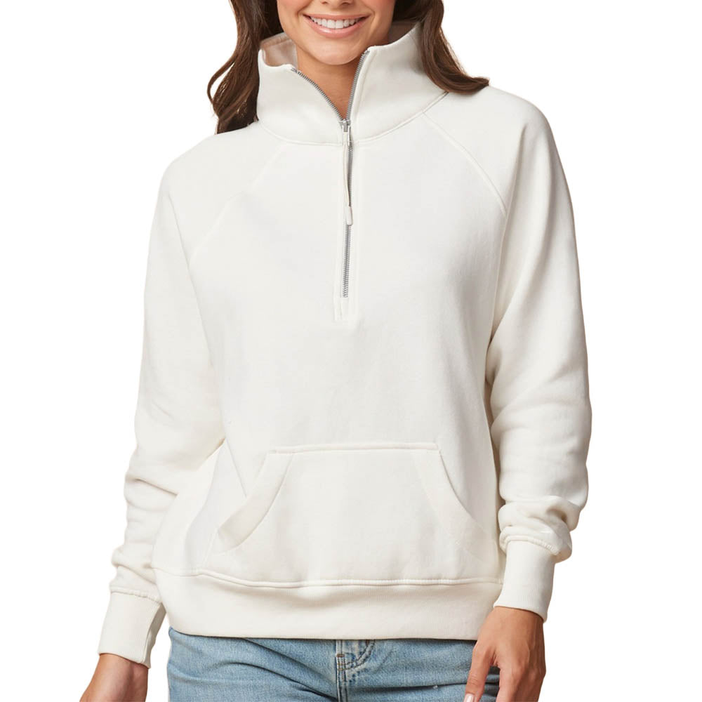 Custom ~ Ladies Boxy Half Zip Fleece ~ Shabonee Elementary School Staff-bleached linen