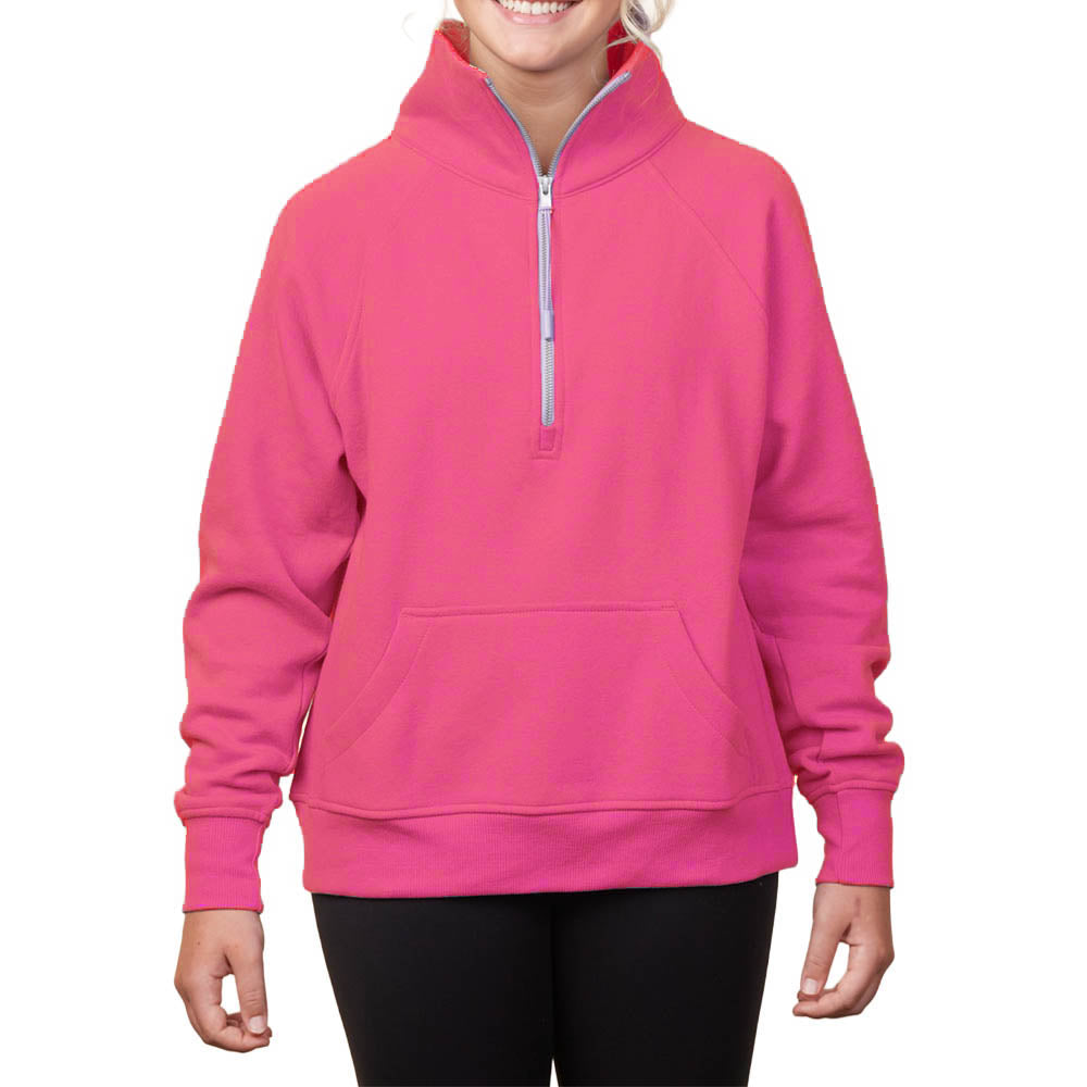 Custom ~ Ladies Boxy Half Zip Fleece ~ JV Championship 2026-hot pink