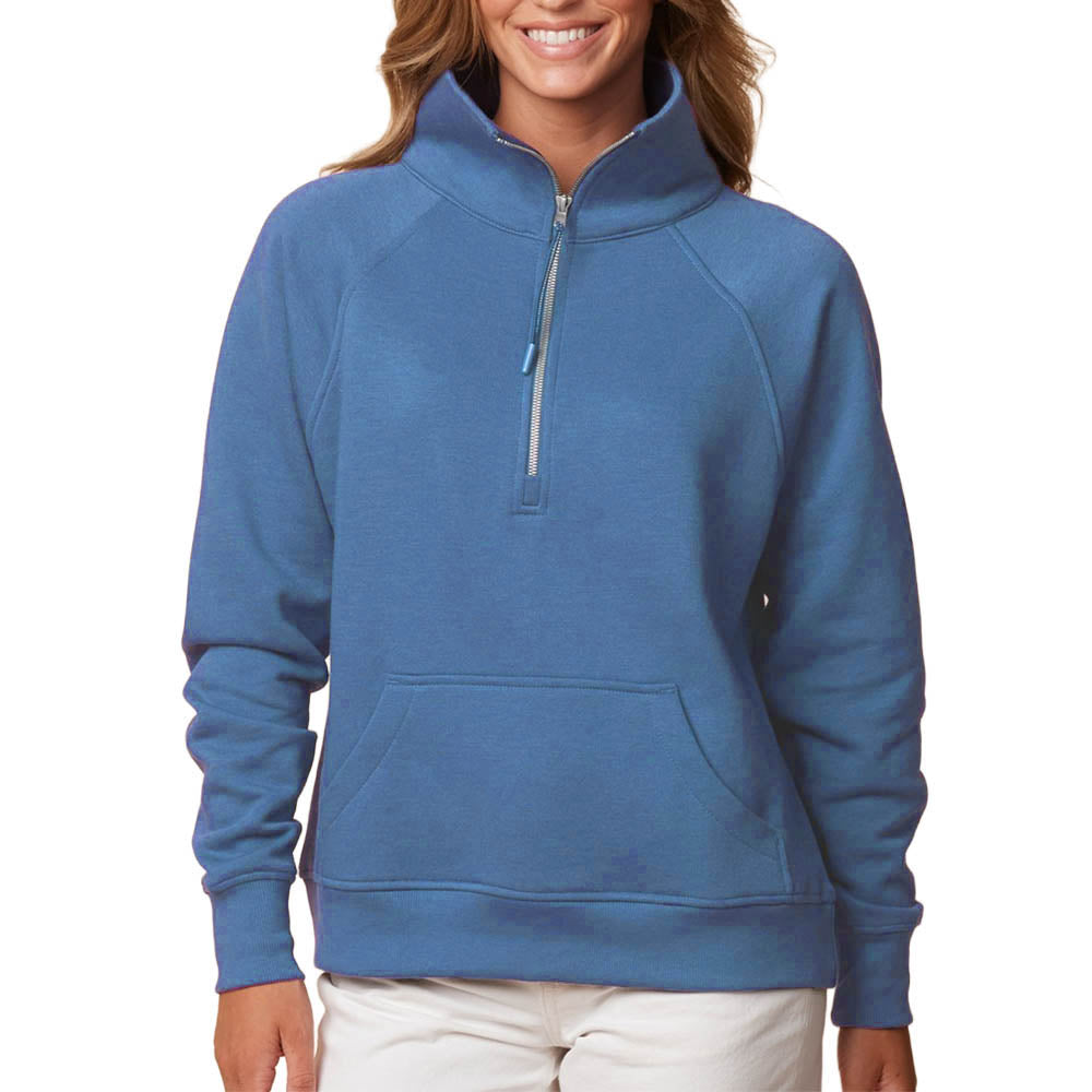 Custom ~ Ladies Boxy Half Zip Fleece ~ Shabonee Elementary School Staff-stellar blue