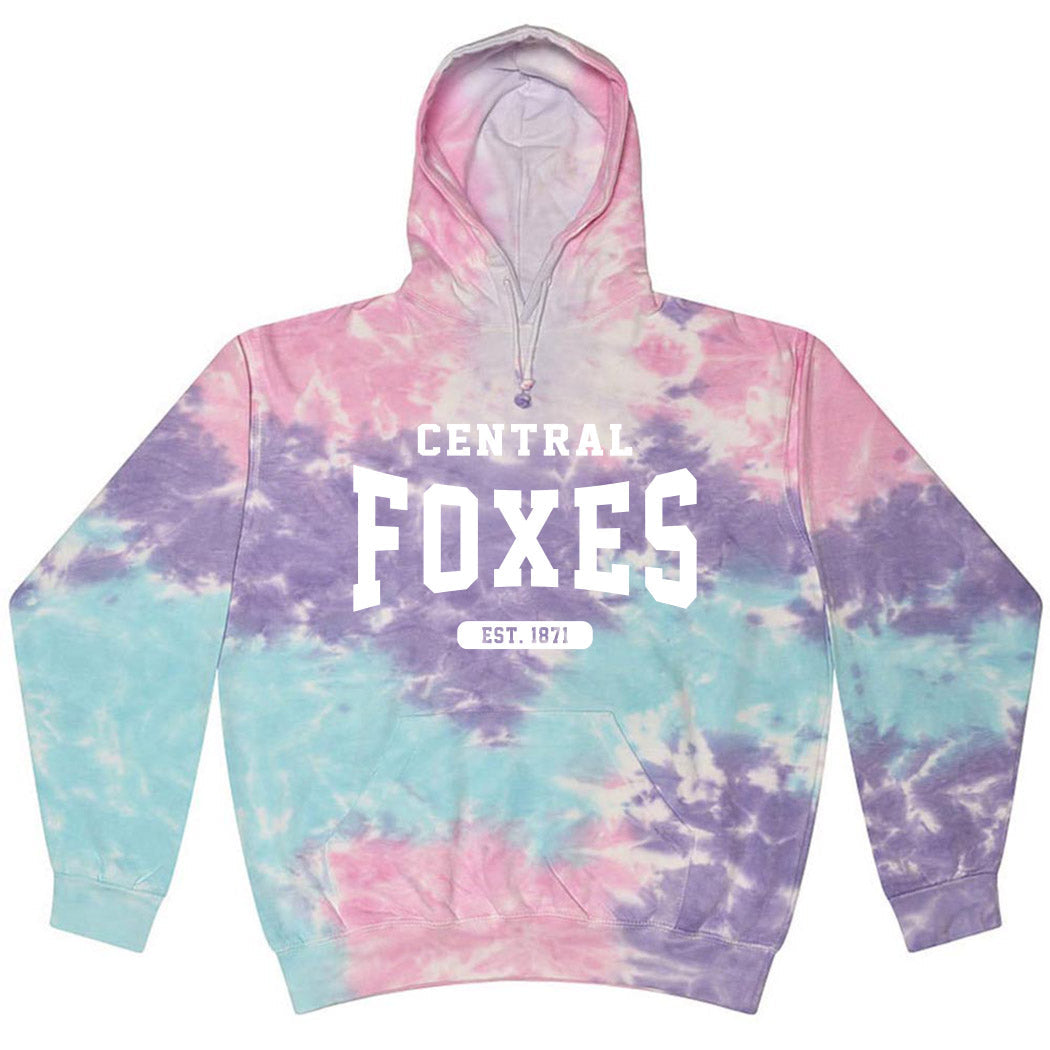 Est 1871 Foxes ~ Tie-Dye Hoodie ~ Central Elementary School-cotton candy