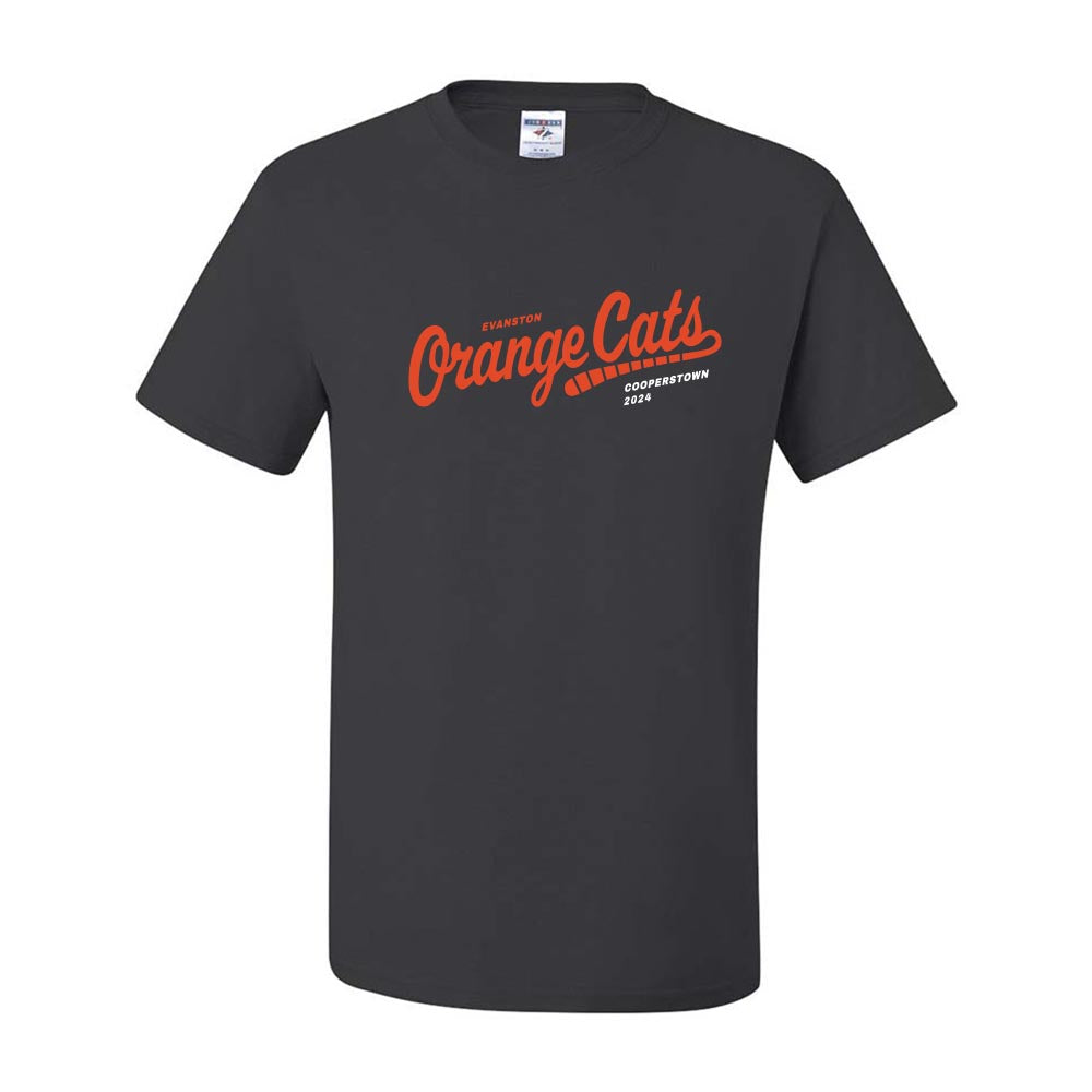 ORANGE CATS COOPERSTOWN DRYBLEND TEE ~ EVANSTON BASEBALL ~ youth & adult  ~ classic fit