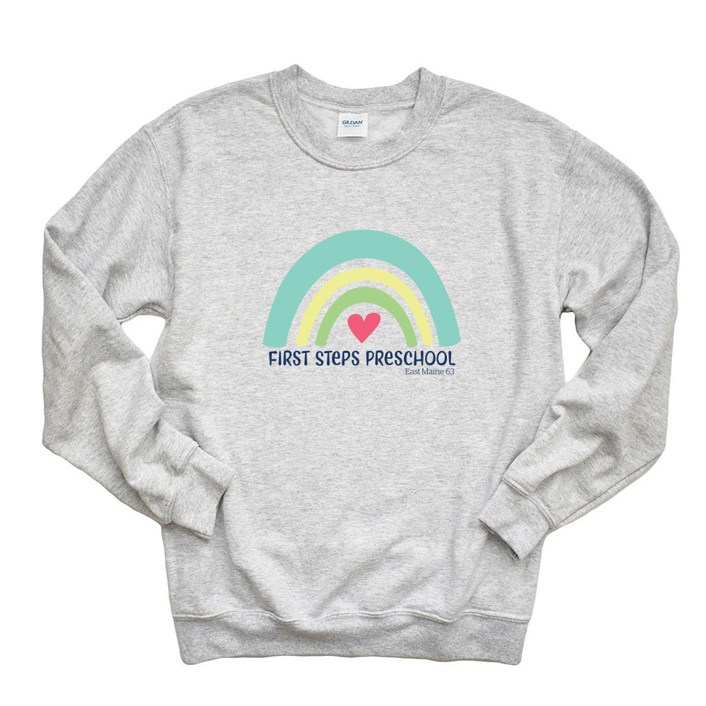 Rainbow ~ Raglan Crewneck Sweatshirt ~ First Steps Preschool