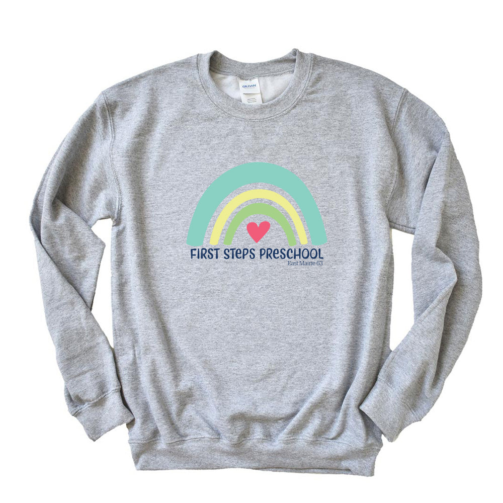 Rainbow ~ Raglan Crewneck Sweatshirt ~ First Steps Preschool