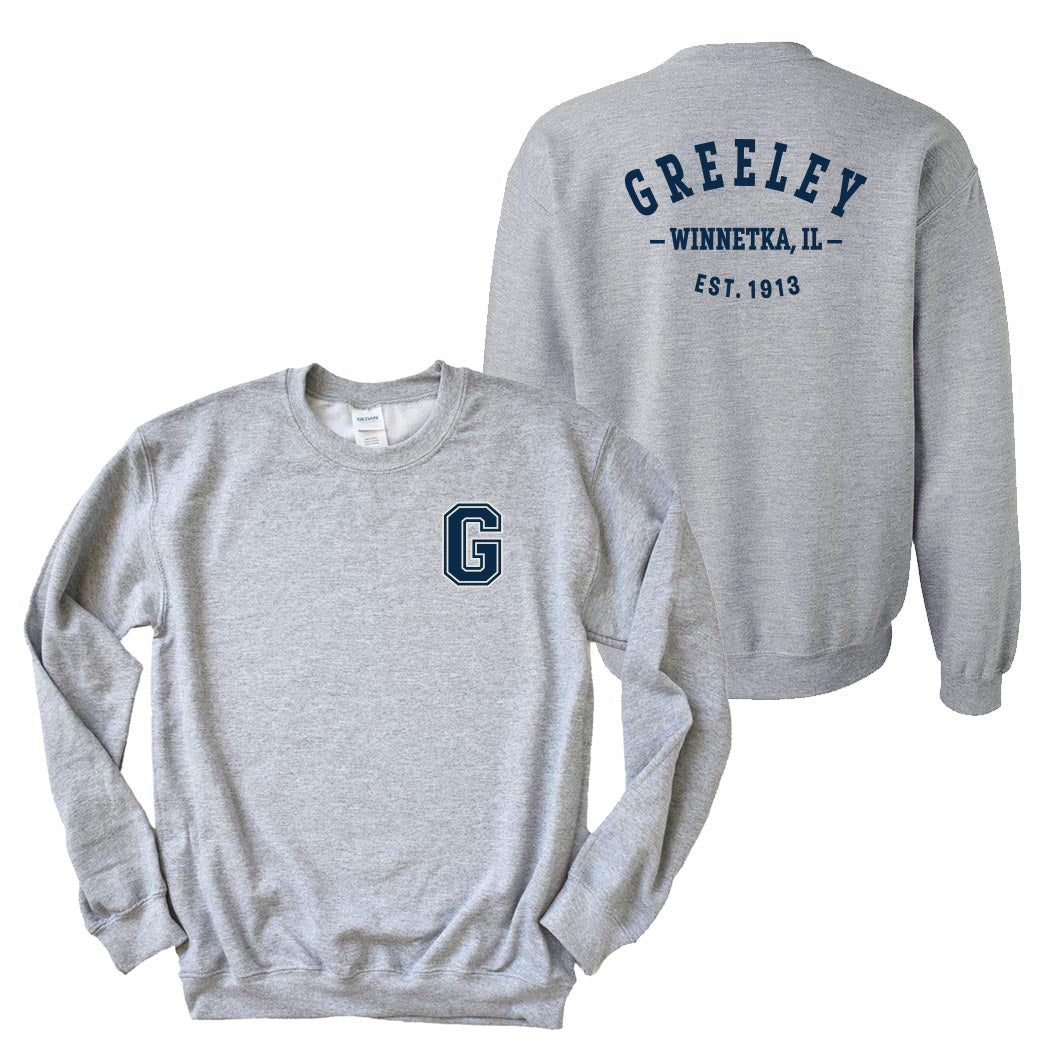 Greeley Heritage ~ Crewneck Sweatshirt ~ Greeley Elementary School-sport grey
