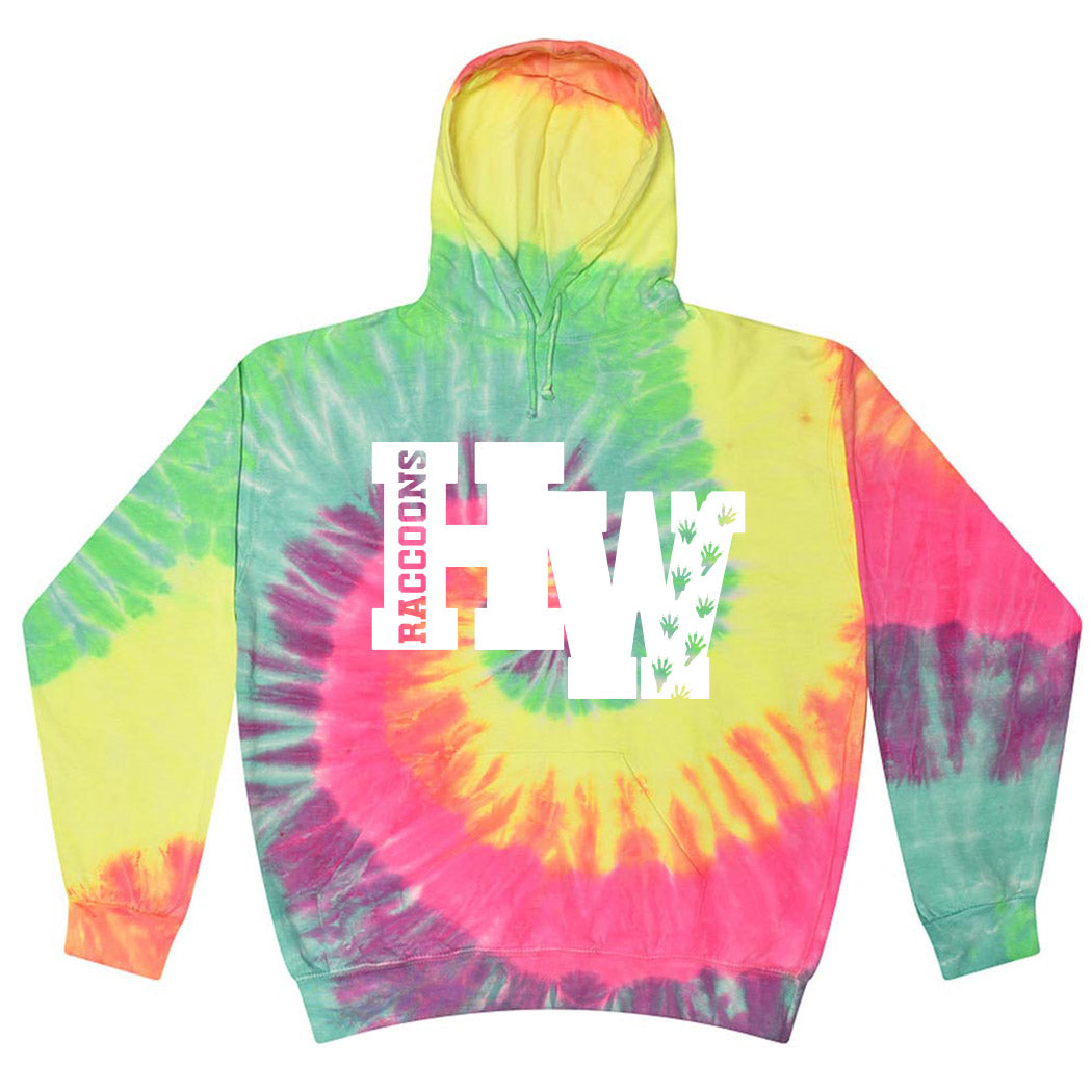 HW Raccoons ~ Tie-Dye Hoodie ~ Hubbard Woods Elementary School
