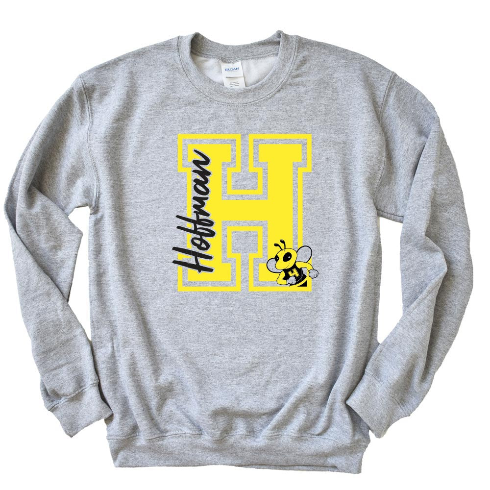 H Script Hornet ~ Crewneck Sweatshirt ~ Hoffman Elementary School