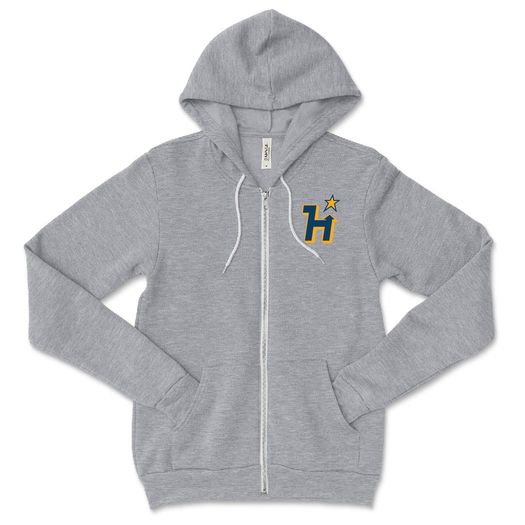 H Star Haven ~ Sponge Fleece Zip Hoodie ~ Haven Middle School-athletic heather