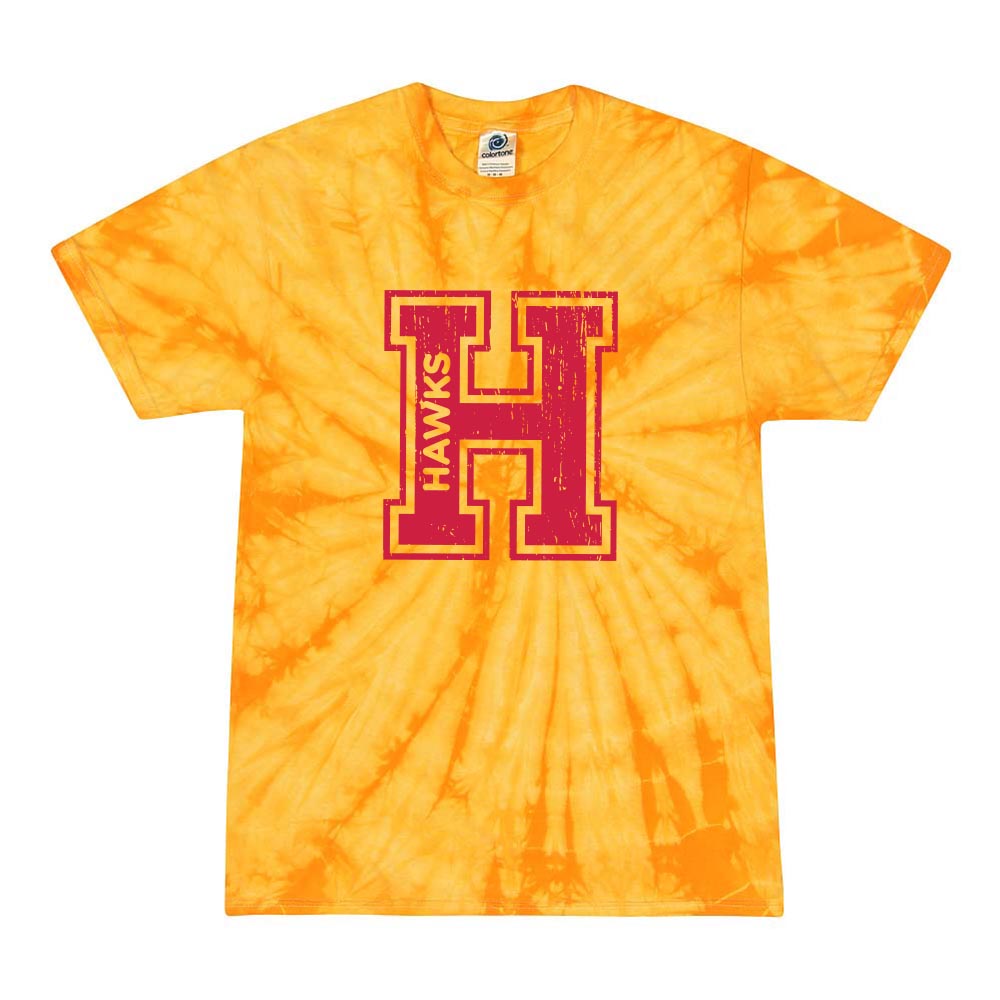 Collegiate H Hawks ~ Tie-Dye T-Shirt ~ Henking Elementary School