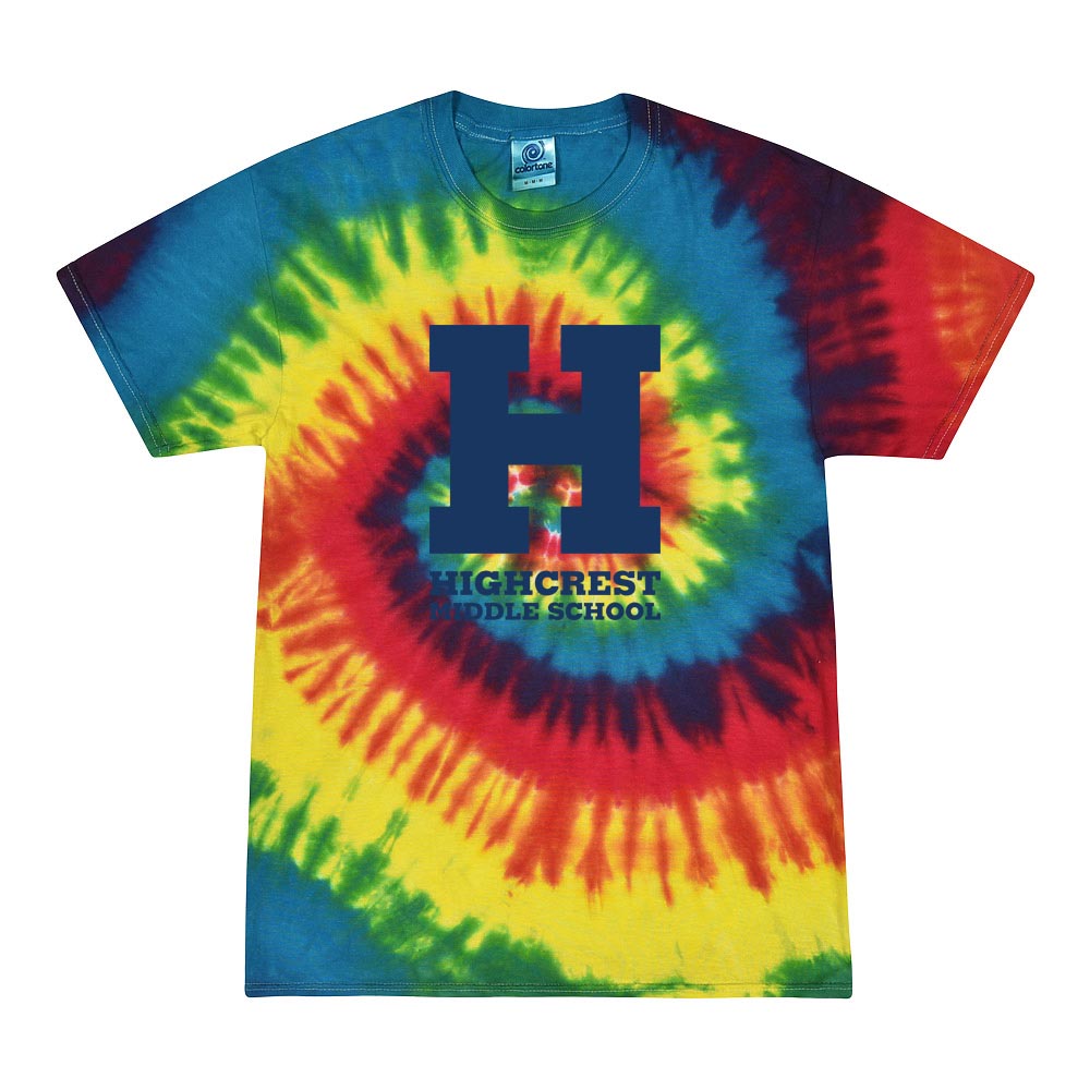 HIGHCREST H TIE DYE TEE ~ HIGHCREST MIDDLE SCHOOL ~ youth and adult ~ classic fit