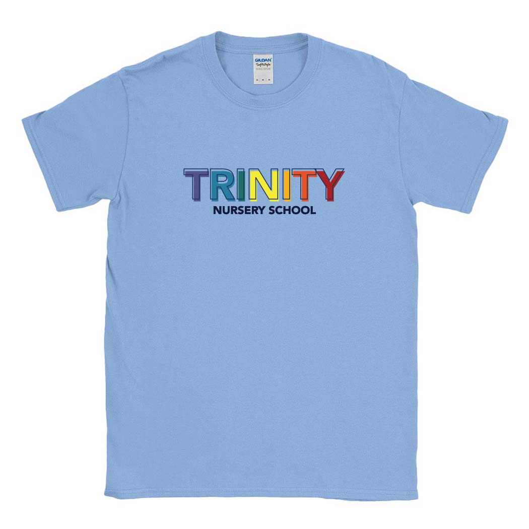 TRINITY RAINBOW SOFTSTYLE TEE ~ TRINITY NURSERY SCHOOL ~ adult ~ classic unisex fit