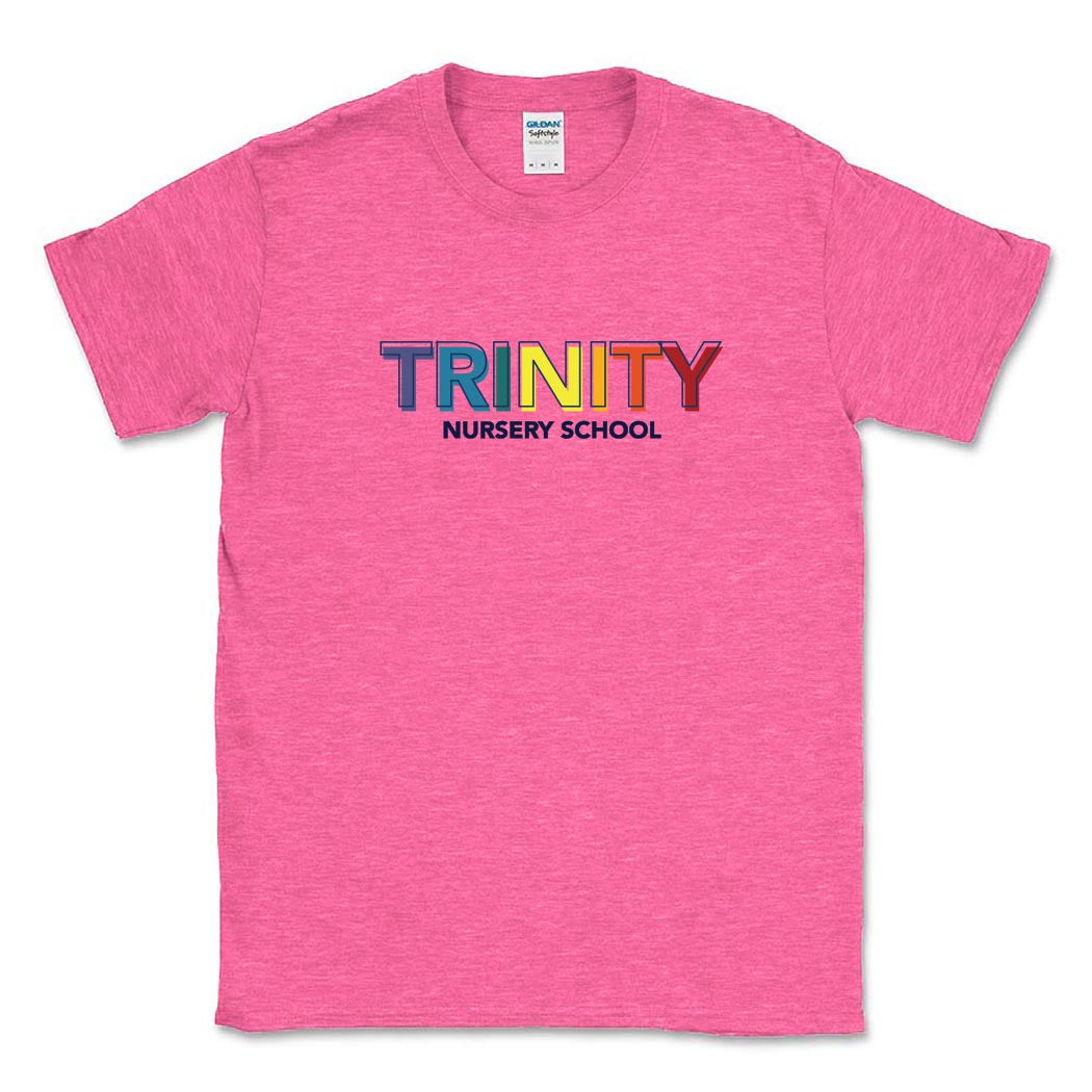 TRINITY RAINBOW SOFTSTYLE TEE ~ TRINITY NURSERY SCHOOL ~ adult ~ classic unisex fit