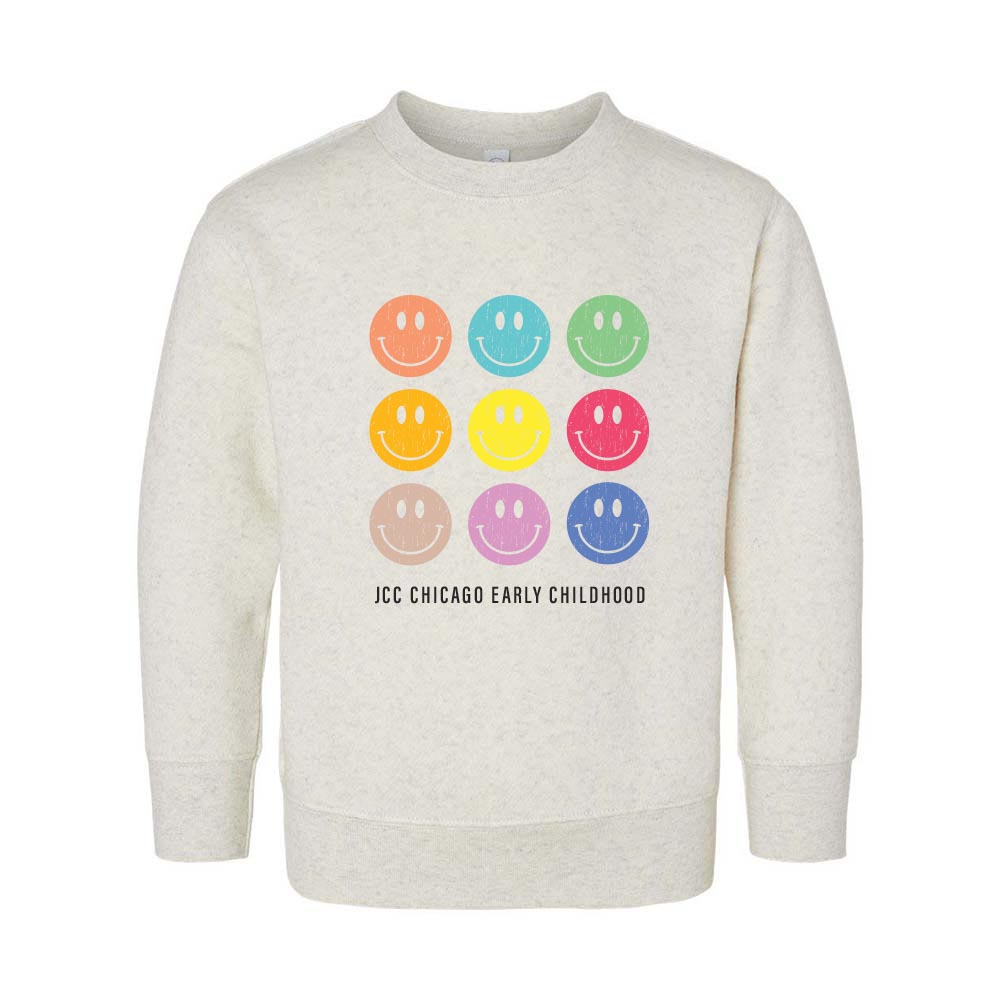 SMILEY ARRAY YOUTH CREWNECK SWEATSHIRT ~ JCC CHICAGO EARLY CHILDHOOD ~  classic fit