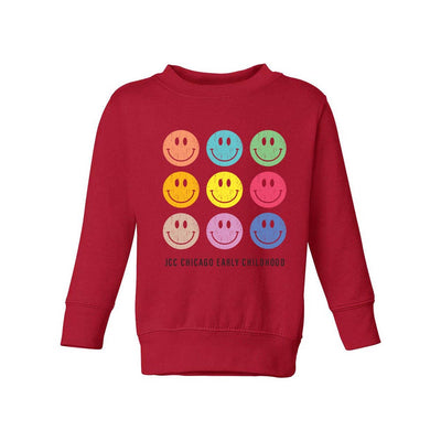 SMILEY ARRAY YOUTH CREWNECK SWEATSHIRT ~ JCC CHICAGO EARLY CHILDHOOD ~  classic fit