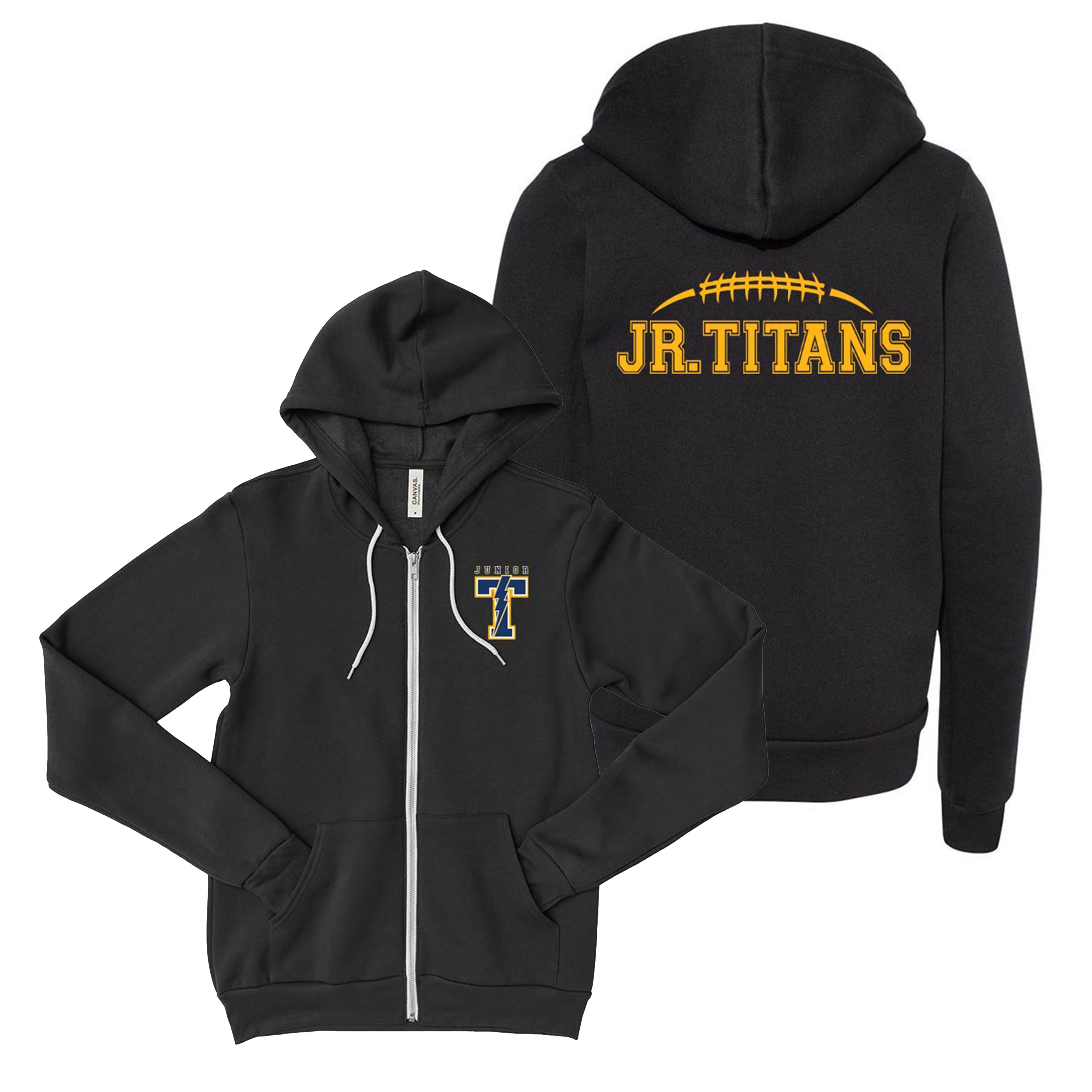 JUNIOR T LIGHTNING ZIP HOODIE ~ JR TITANS FOOTBALL ~ youth and adult ~ classic fit