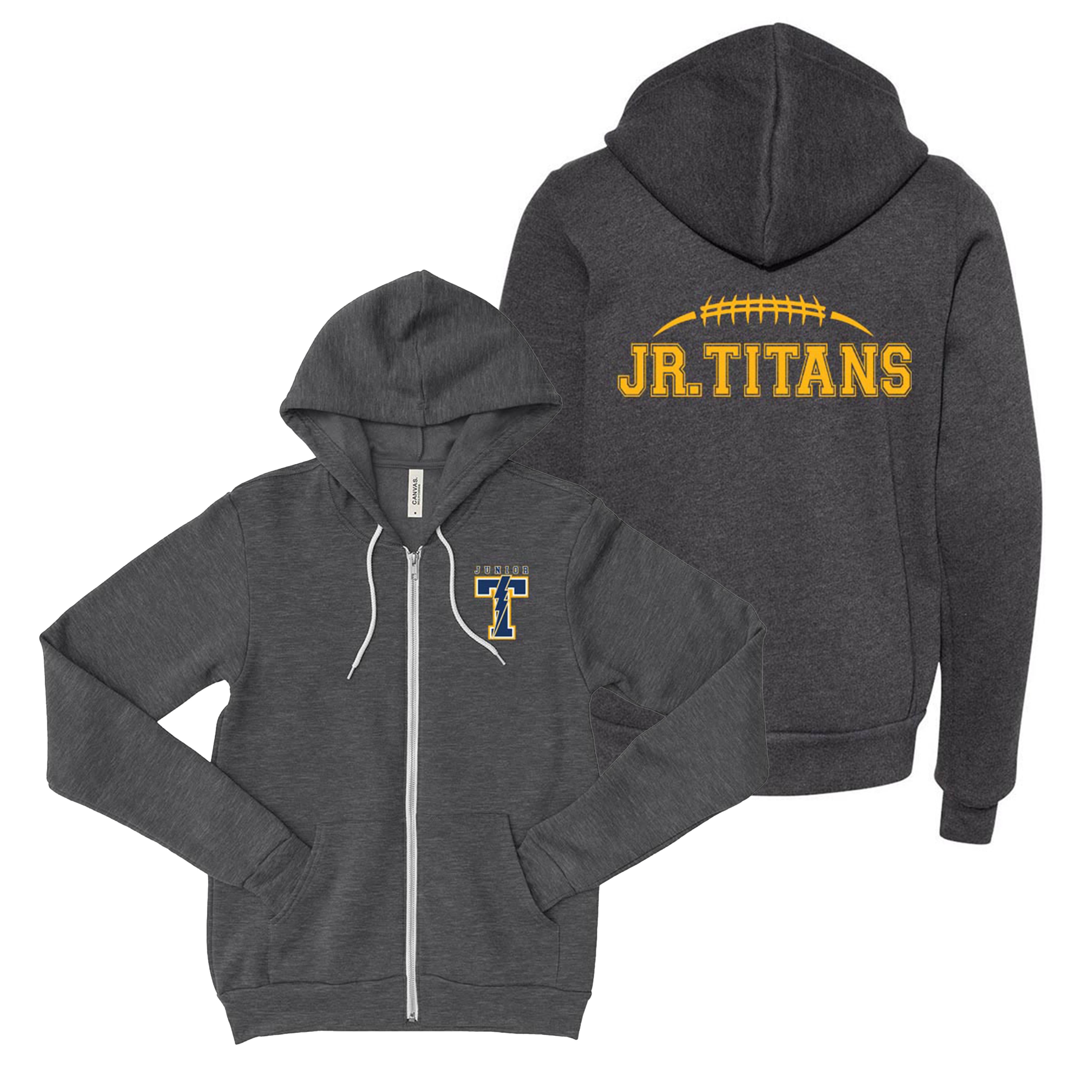 JUNIOR T LIGHTNING ZIP HOODIE ~ JR TITANS FOOTBALL ~ youth and adult ~ classic fit