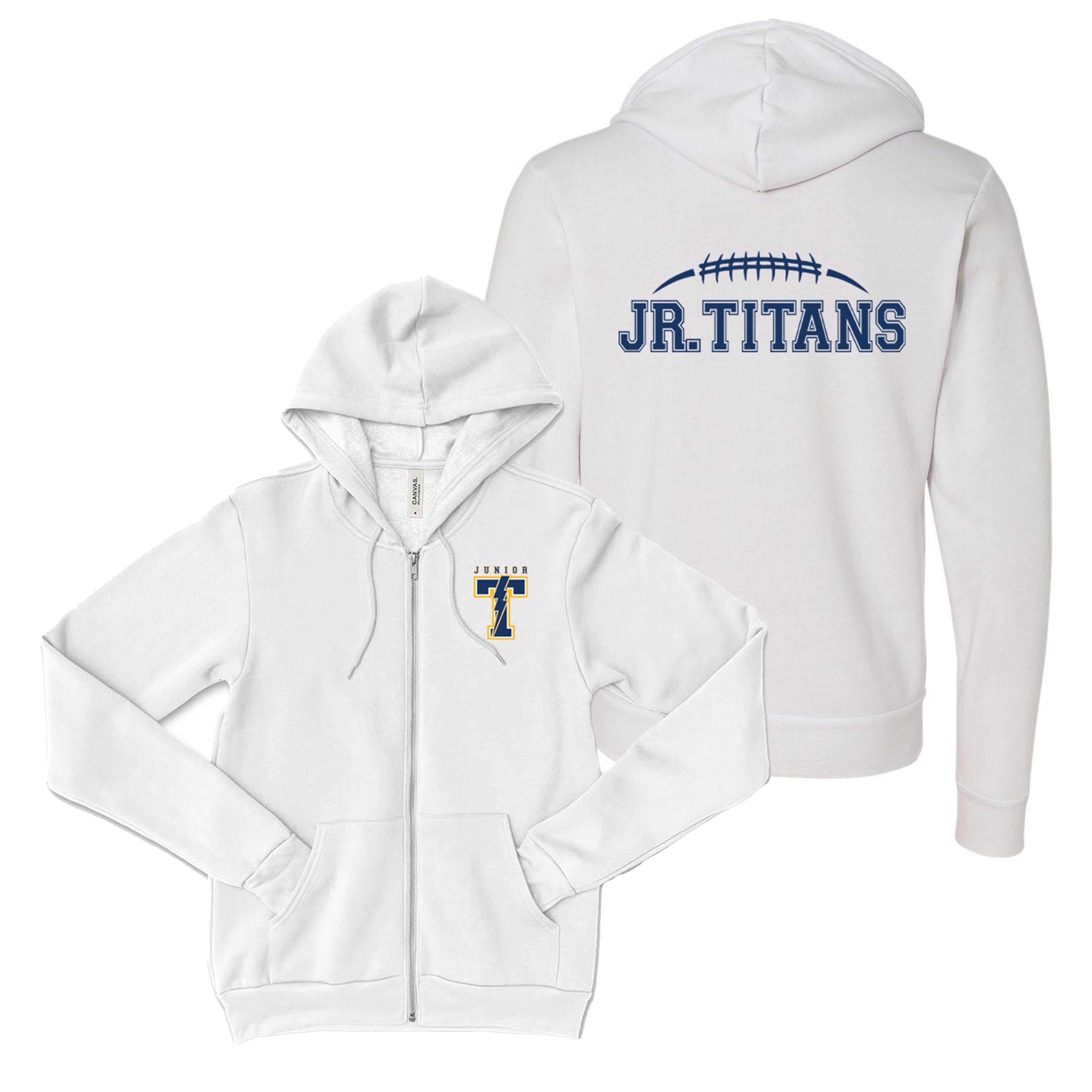 JUNIOR T LIGHTNING ZIP HOODIE ~ JR TITANS FOOTBALL ~ youth and adult ~ classic fit