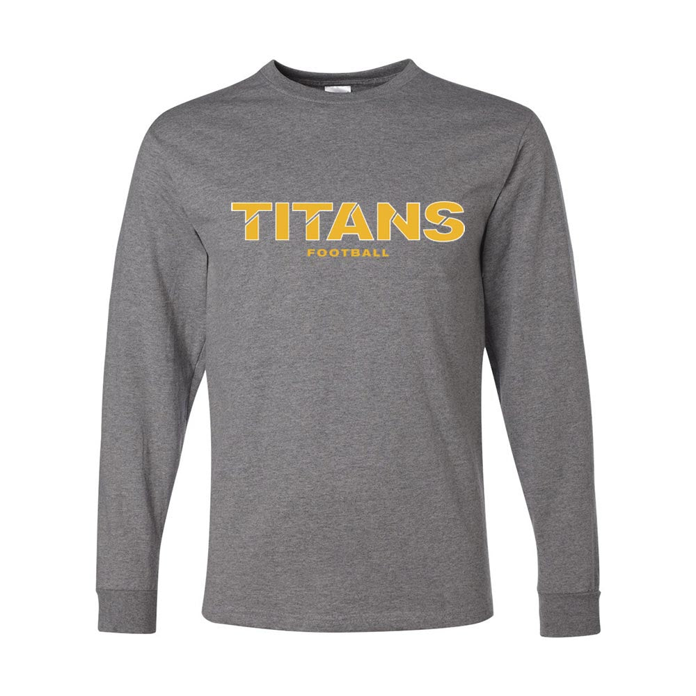 TITANS FOOTBALL LONG SLEEVE DRI POWER TEE ~ JR TITANS FOOTBALL ~ youth and adult ~ classic fit