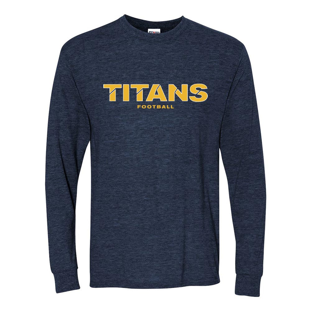 TITANS FOOTBALL LONG SLEEVE DRI POWER TEE ~ JR TITANS FOOTBALL ~ youth and adult ~ classic fit