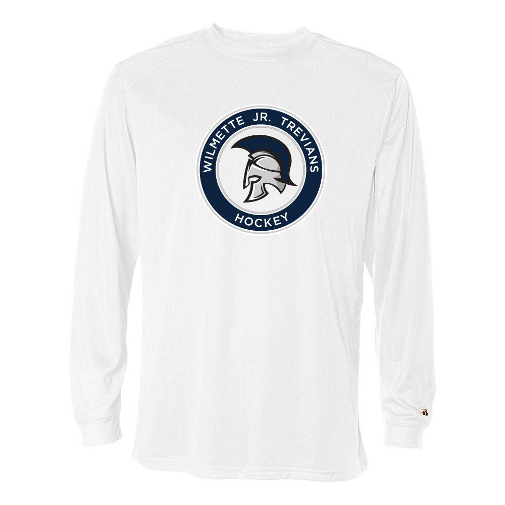 LOGO LONG SLEEVE PERFORMANCE TEE ~ WILMETTE JR. TREVIANS HOCKEY ~ youth & adult ~ classic fit