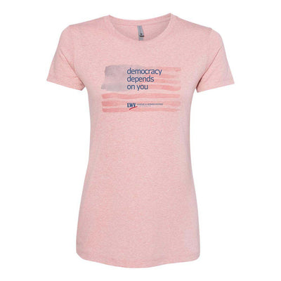 Flag Democracy Depends On You ~ Women's Slim Triblend T-Shirt ~ LWV of Wilmette