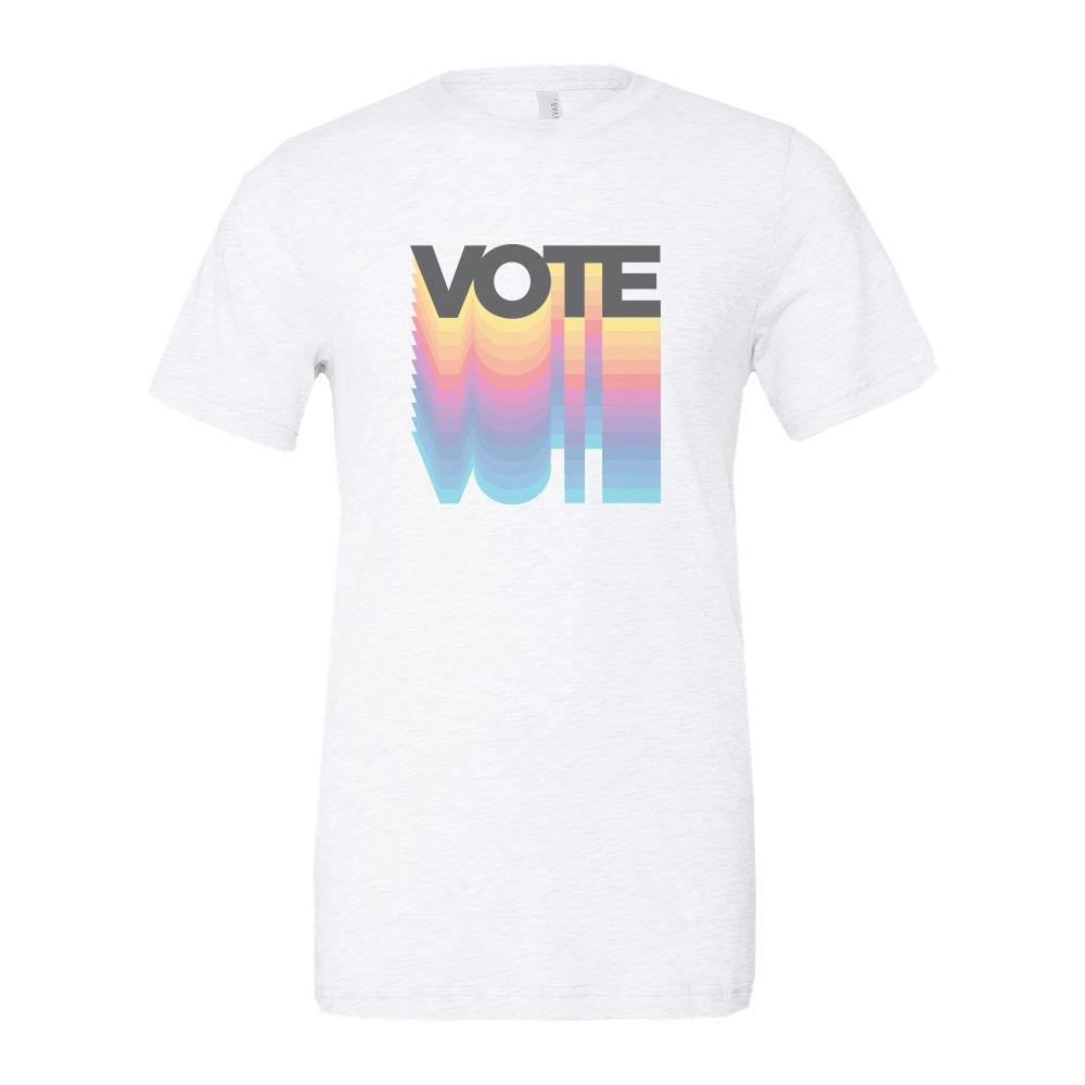 VOTE RAINBOW TRIBLEND TEE ~ LWV OF WILMETTE ~ adult ~ classic unisex fit