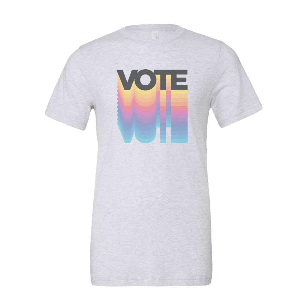 VOTE RAINBOW TRIBLEND TEE ~ LWV OF WILMETTE ~ adult ~ classic unisex fit