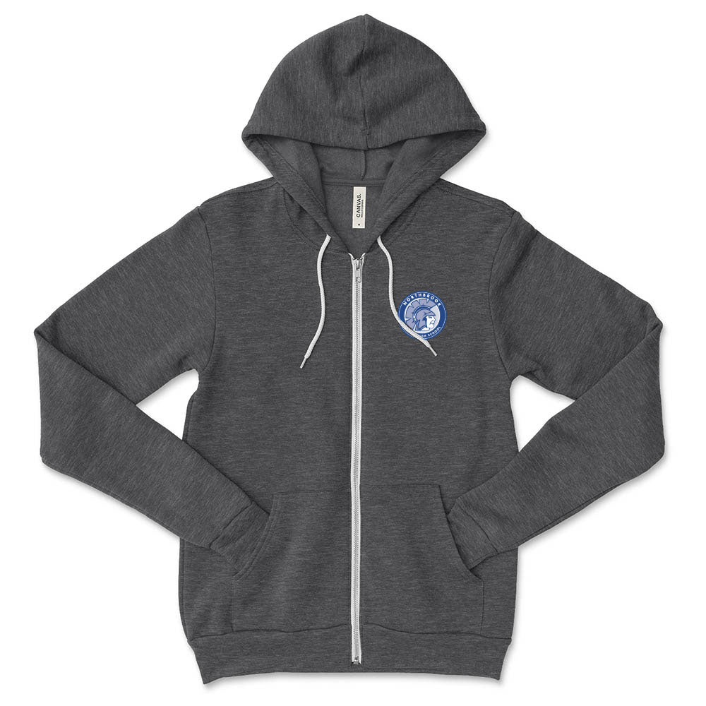Logo Badge ~ Sponge Fleece Zip Hoodie ~ Northbrook Junior High School