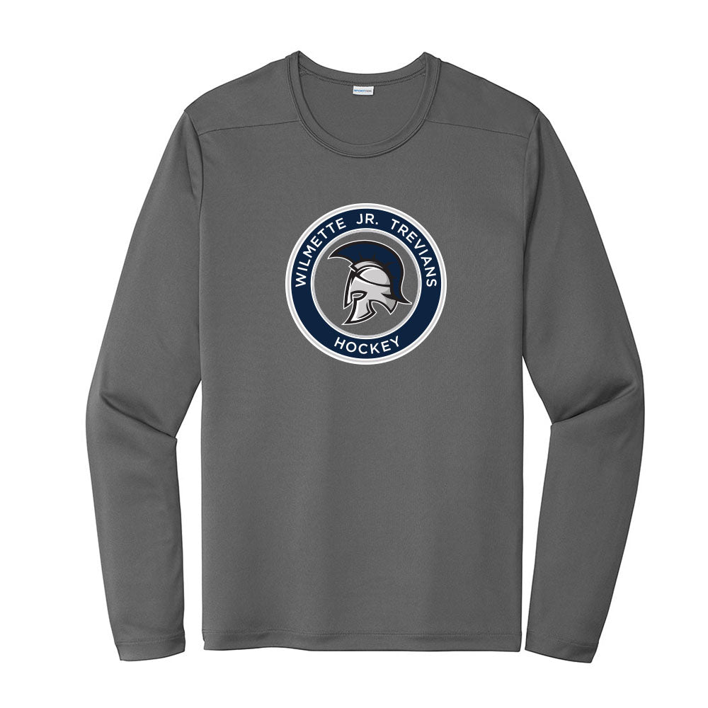Logo ~ Performance Long Sleeve Tee ~ Wilmette Jr. Trevians Hockey