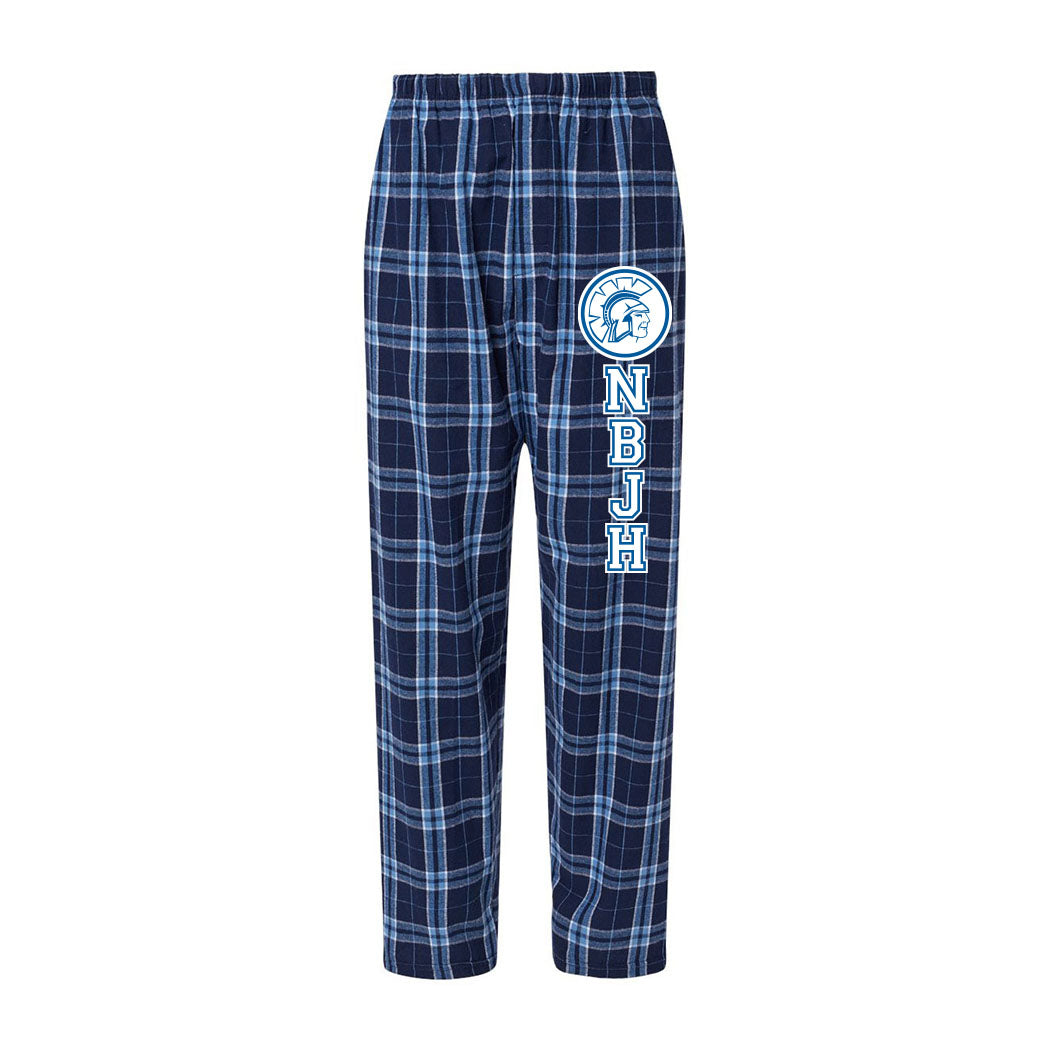 Logo NBJH ~ Flannel Pants ~ Northbrook Junior High School-navy columbia plaid