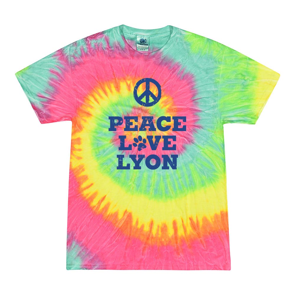 PEACE LOVE TIE DYE TEE ~ LYON ELEMENTARY SCHOOL ~ youth & adult ~ classic unisex fit