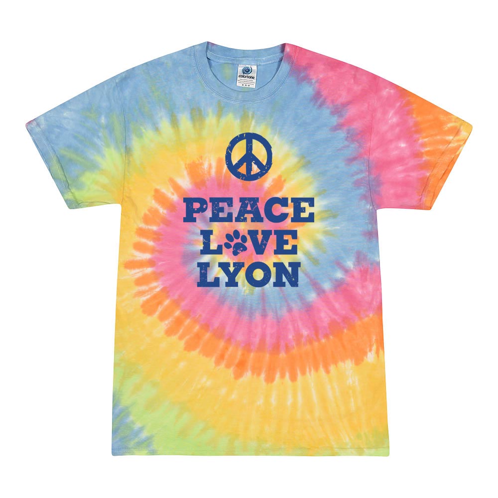 PEACE LOVE TIE DYE TEE ~ LYON ELEMENTARY SCHOOL ~ youth & adult ~ classic unisex fit