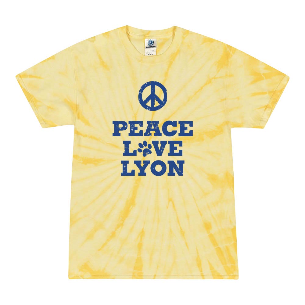 PEACE LOVE TIE DYE TEE ~ LYON ELEMENTARY ~ youth & adult ~ classic fit