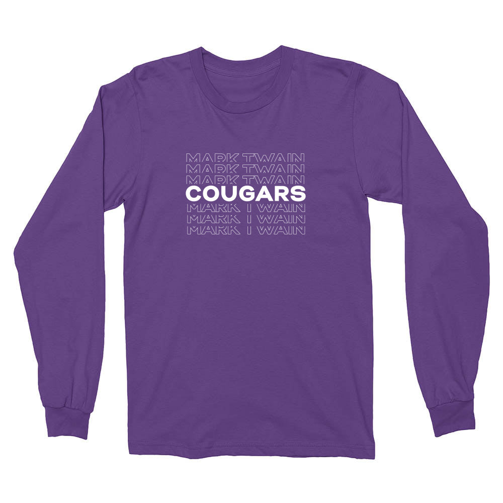 Cougars Repeater ~ Long Sleeve Cotton T-Shirt ~  Mark Twain Elementary School