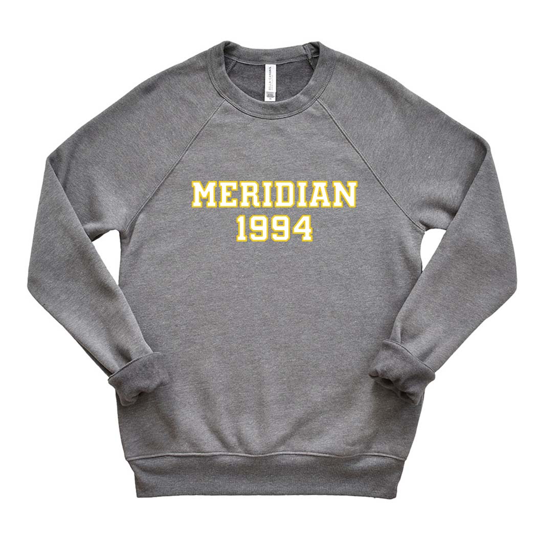 1994 BLOCK LETTER SWEATSHIRT ~ MERIDIAN SCHOOL ~ Bella Canvas ~ adult ~ classic fit