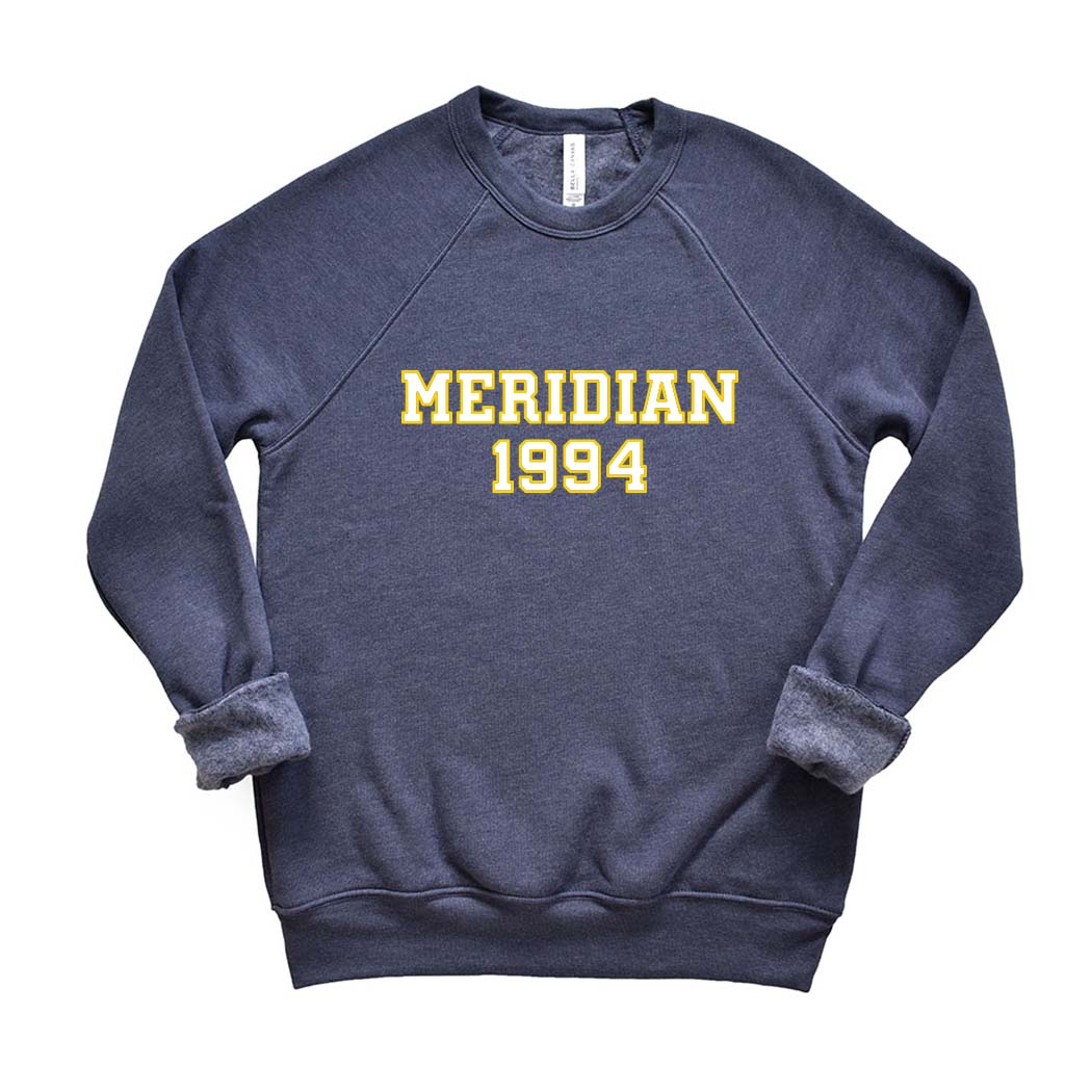 1994 BLOCK LETTER SWEATSHIRT ~ MERIDIAN SCHOOL ~ Bella Canvas ~ adult ~ classic fit