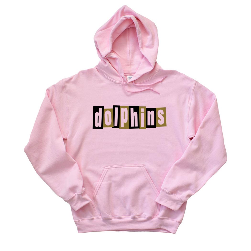 Mid Century Modern Dolphins ~ Hoodie ~ Shabonee Elementary School Staff-light pink
