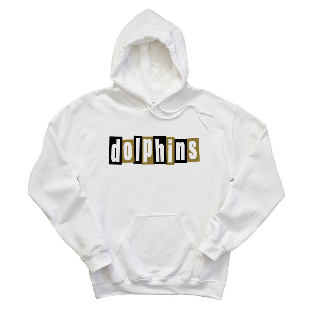 Mid Century Modern Dolphins ~ Hoodie ~ Shabonee Elementary School Staff-white