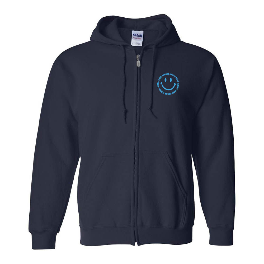 Smiley ~ Zip Hoodie ~ Middlefork Elementary School