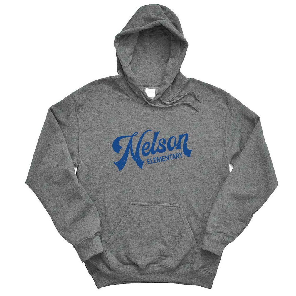 RETRO SCRIPT HOODIE ~ NELSON ELEMENTARY SCHOOL ~ adult ~ classic unisex fit