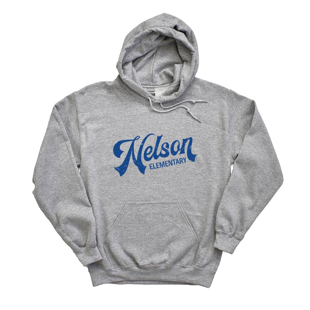 RETRO SCRIPT HOODIE ~ NELSON ELEMENTARY SCHOOL ~ adult ~ classic unisex fit