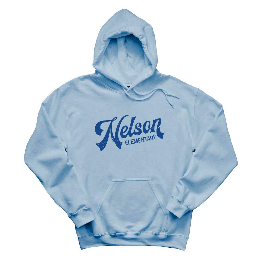 RETRO SCRIPT HOODIE ~ NELSON ELEMENTARY SCHOOL ~ adult ~ classic unisex fit