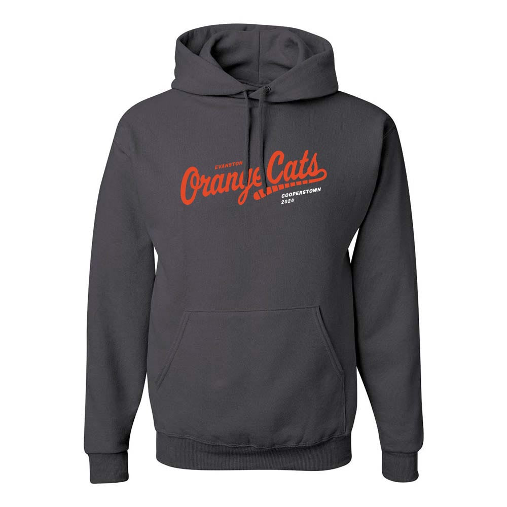 ORANGE CATS COOPERSTOWN 2024 HOODIE ~  EVANSTON BASEBALL ~ youth & adult  ~ classic fit