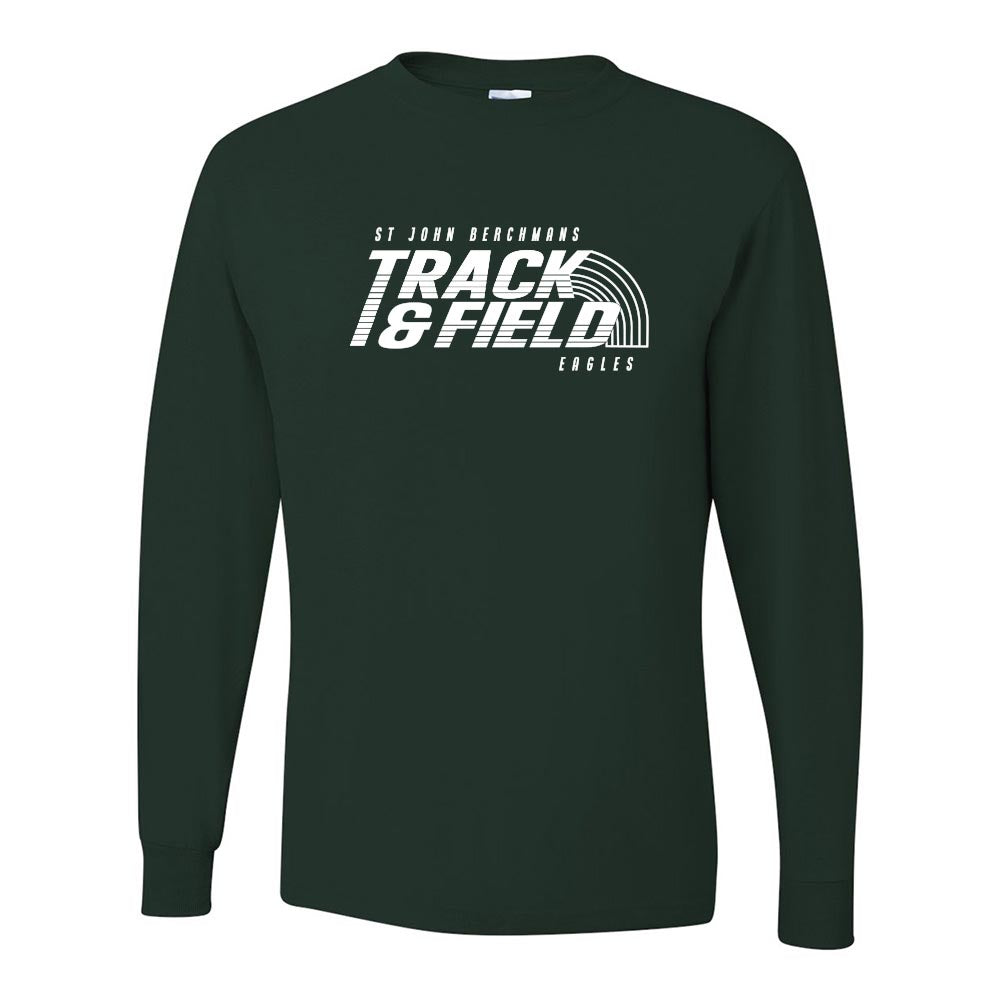 Track and Field Stripes ~ 50/50 Long Sleeve T-Shirt ~ St John Berchmans